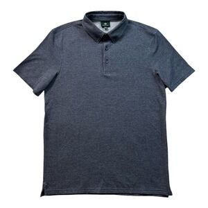 AG Green Label Men Blue Heathered 1/4 Button Down Polo Shirt Size M Short Sleeve